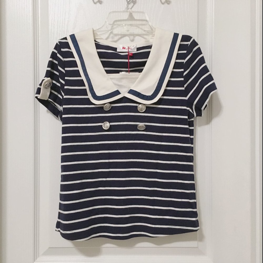 Mock 2-layer sailor suit top